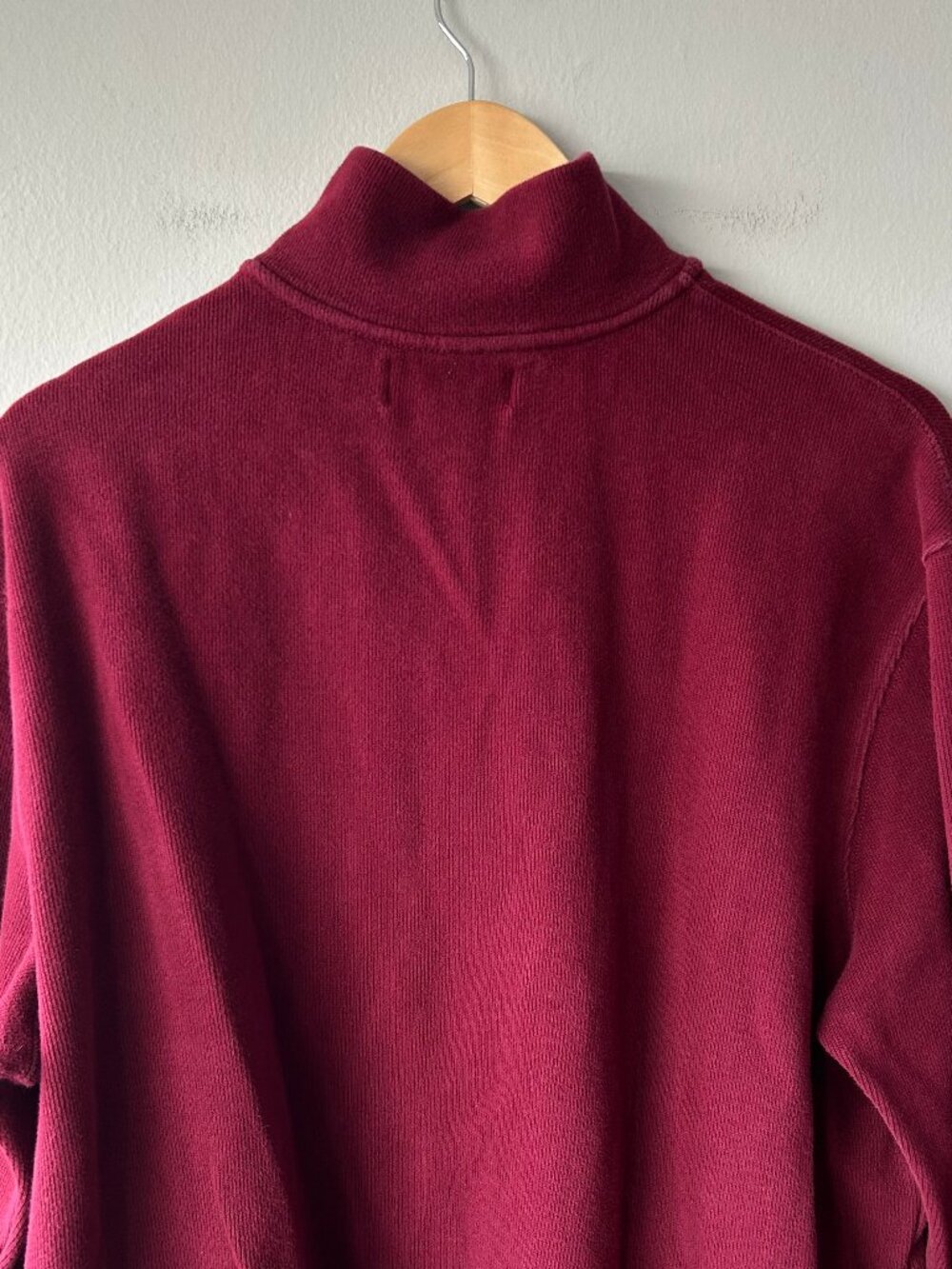 Polo Ralph Lauren XL Burgundy Quarter Zip Sweater Cotton Pony Logo Pullover - Picture 6 of 7